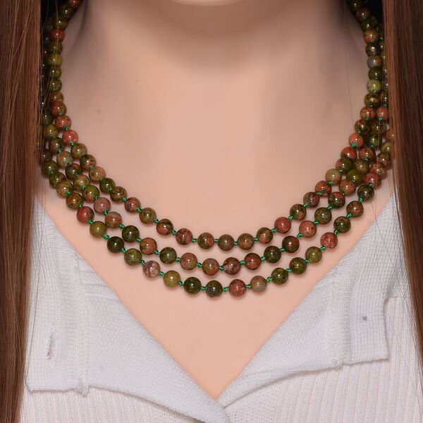 Dreilagige Unakite-Halskette, 150cm - 375 ct. image number 2