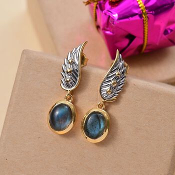 GP Celestial Dream Kollektion- AAA Labradorit und Kanchanaburi blaue Saphir-Ohrringe - 4,61 ct.