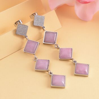 Rosenquarz Ohrringe, 316L Edelstahl ca. 20.00 ct