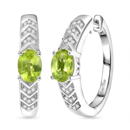 Peridot, Wei&szlig;er Zirkon Ohrringe Nickelfreies Messing ca. 1,76 ct.