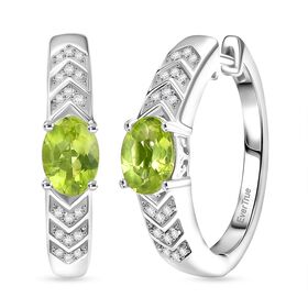 Peridot, Weißer Zirkon Ohrringe Nickelfreies Messing ca. 1,76 ct. Peridot, Weißer Zirkon Ohrringe Nickelfreies Messing ca. 1,76 ct.