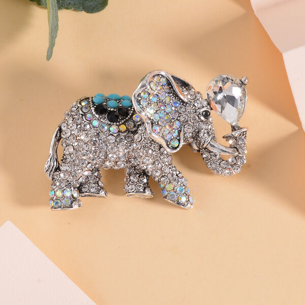 Mehrfarbiger Kristall Brosche  Antik-silber-Plattierung image number 2