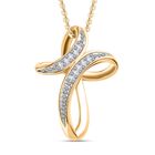 Wei&szlig;er Diamant Anh&auml;nger mit Kette, 925 Silber Gelbgold Vermeil