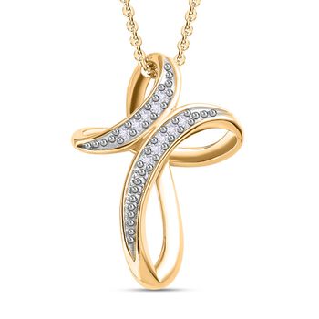 Wei&szlig;er Diamant Anh&auml;nger mit Kette, 925 Silber Gelbgold Vermeil