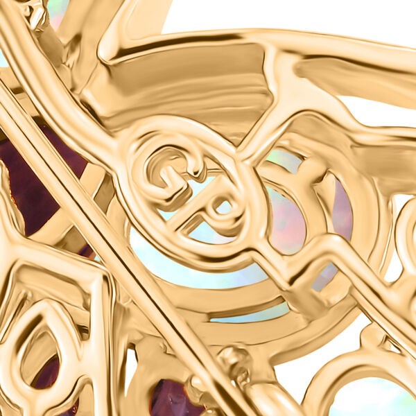 GP - AA Afrikanischer Amethyst, Nat&uuml;rlicher, &auml;thiopischer Welo Opal Halskette ca. 45 cm 925 Silber Rhodiniert und 750 Gelbgold Vermeil ca. 5,67 ct. image number 6