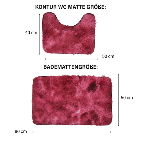 2er Set - Verlauf-Pl&uuml;sch-Matten mit Anti-Rutsch-R&uuml;ckseite, Rot image number 3