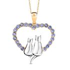 D joy Tansanit Anhänger mit Kette ca. 45 cm, 925 Silber 750 Gelbgold Vermeil, bicolor ca. 2.52 ct