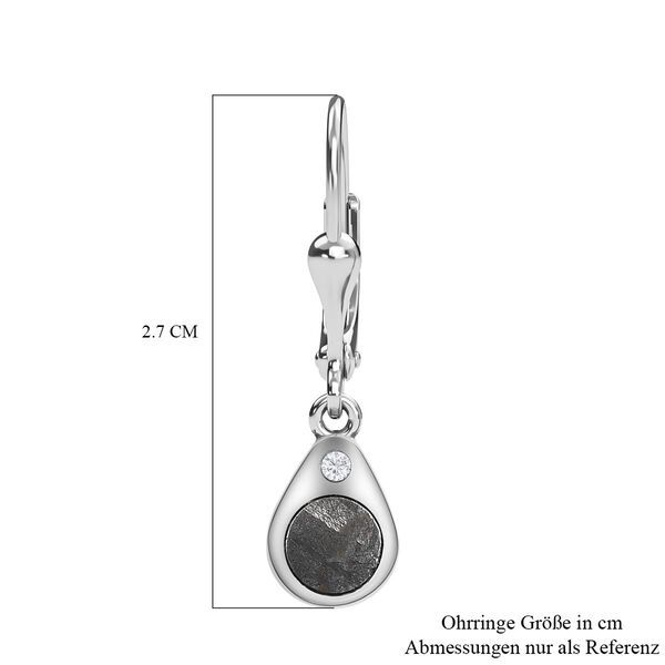 Meteorit und weiße Zirkon-Ohrringe, 925 Silber platiniert ca. 3.53 ct image number 6