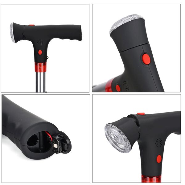 Faltbarer Smart-Gehstock mit LED Licht und Alarm, Belastbarkeit 113 KG, Grau, Ben&ouml;tigt 2xAAA-Batterien (nicht im Lieferumfang enthalten) image number 7