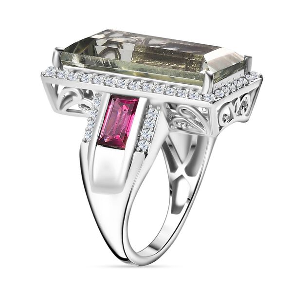 Prasiolith, Rhodolith Granat und Zirkon-Ring - 13,70 ct. image number 5