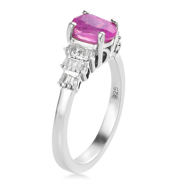 Fissure gefüllt rosa Saphir und Diamant Ring 925 Silber platiniert  ca. 1,33 ct image number 4