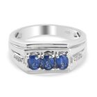 Kyanit und Zirkon Herren Ring 925 Silber Platin-Überzug image number 0