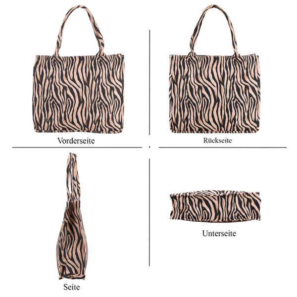 Zebra Print Design Set, Shopper und Handy Umhängetasche, 40 x 12 x 35 cm, Zebra image number 4