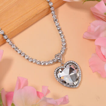 J Francis gefertigt mit SWAROVSKI- Wei&szlig;e Glas und Kristall Halskette, 50cm