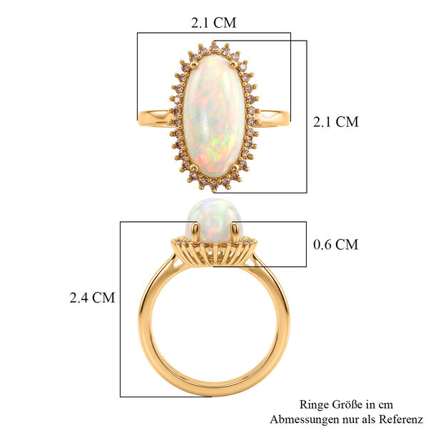LUXURIANT - AAA Nat&uuml;rlicher, &auml;thiopischer Welo Opal, Lab Grown Roter Diamant Ring 925 Silber 750 Gelbgold Vermeil (Gr&ouml;&szlig;e 17.00) ca. 3,77 ct image number 5