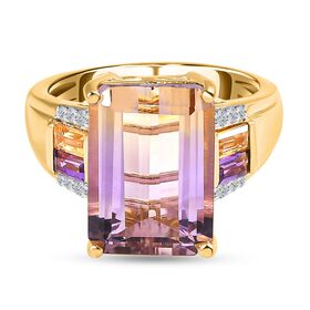AA Ametrin und afrikanischer Amethyst Ring, 925 Silber Gelbgold Vermeil (Größe 19.00) ca. 7.62 ct