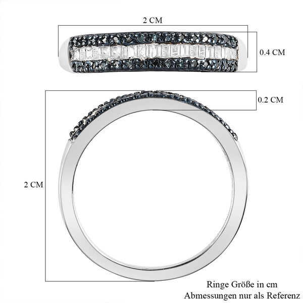 Weißer und blauer Diamant Ring, 925 Silber platiniert (Größe 20.00) ca. 0.25 ct image number 7
