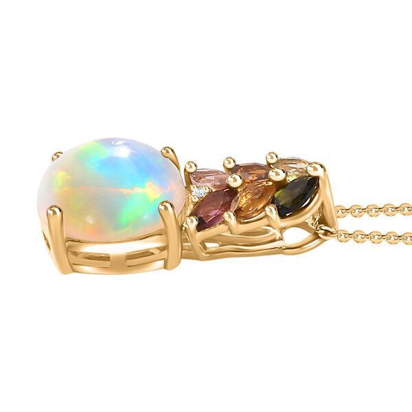 AA Natürlicher, äthiopischer Welo Opal, Zirkon und Multi-Turmalin-Anhänger mit 45cm Kette - 2,28 ct. image number 4