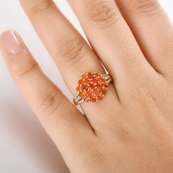 Blaze Feueropal Ring 925 Silber 750 Gelbgold Vermeil (Gr&ouml;&szlig;e 18.00) ca. 1.56 ct