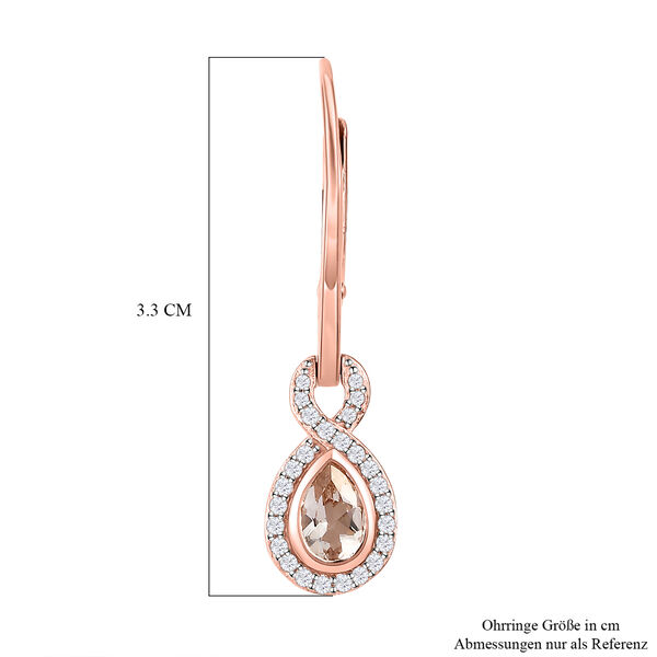 Morganit und wei&szlig;e Zirkon-Ohrringe, 925 Silber Ros&eacute;gold Vermeil ca. 1,23 ct image number 6