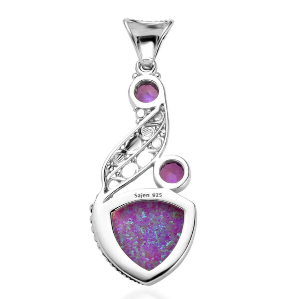 Sajen Silber-Opal Dublett, Regenbogen Lavendel Anh&auml;nger 925 Silber rhodiniert ca. 12.60 ct image number 4