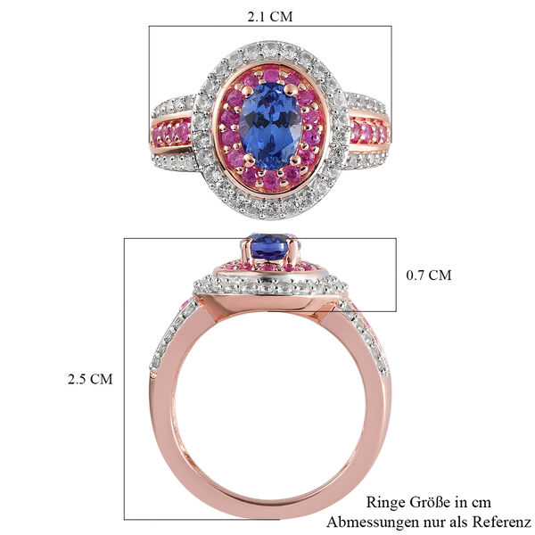 Tansanit, rosa Saphir und Zirkon Ring - 2,01 ct. image number 7