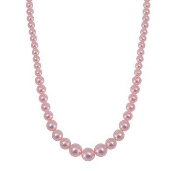 Rosa Muschelkernperle Halskette ca. 50 cm Reiner Edelstahl