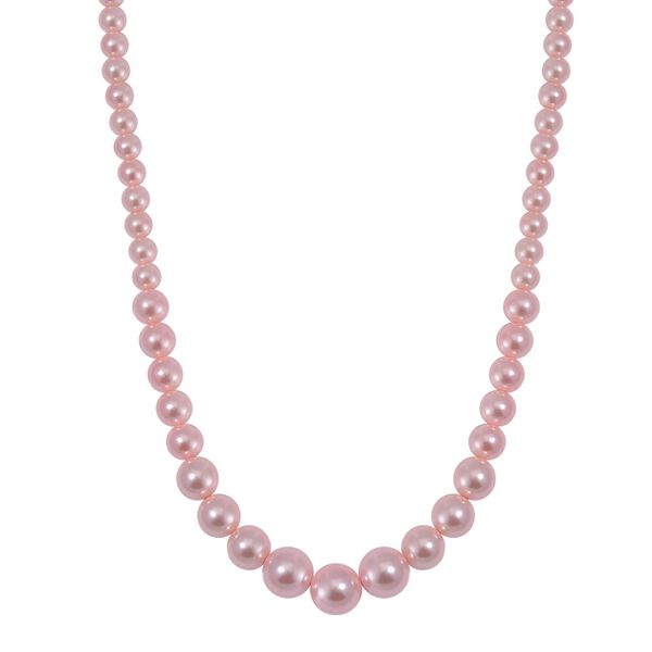 Rosa Muschelkernperle Halskette ca. 50 cm Reiner Edelstahl