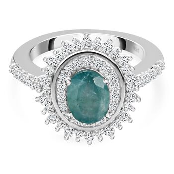 Grandidierit und Zirkon Ring 925 Silber platiniert  ca. 2,03 ct