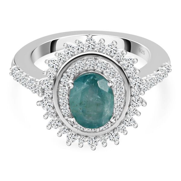 Grandidierit und Zirkon Ring 925 Silber platiniert  ca. 2,03 ct