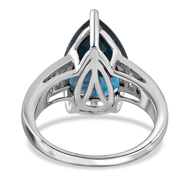 London Blau Topas und Diamant Ring 925 Silber platiniert  ca. 5,75 ct image number 5