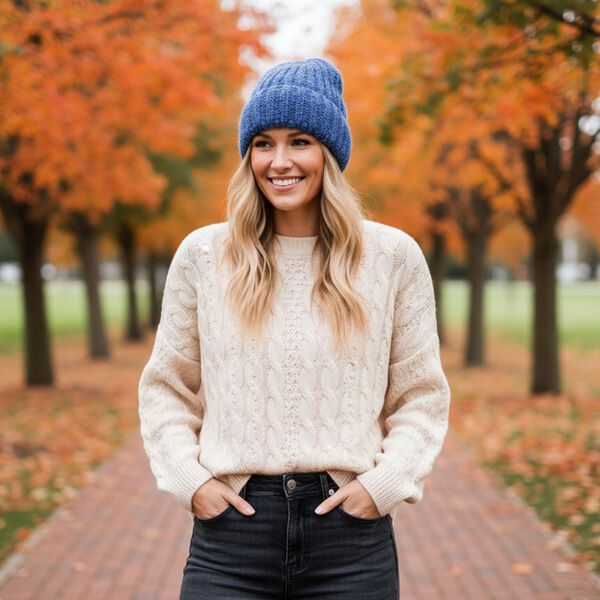 Rippstrick-Mütze mit Teddyfutter, Einheitsgröße, Blau image number 2