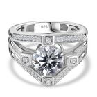 Moissanit Ring 925 Silber rhodiniert (Größe 16.00) ca. 2,27 ct