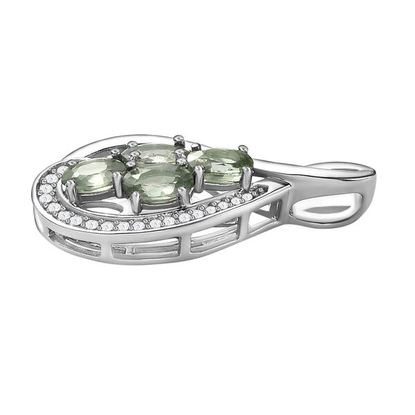 Grüner Saphir und weißer Zirkon-Anhänger - 1,42 ct. image number 4