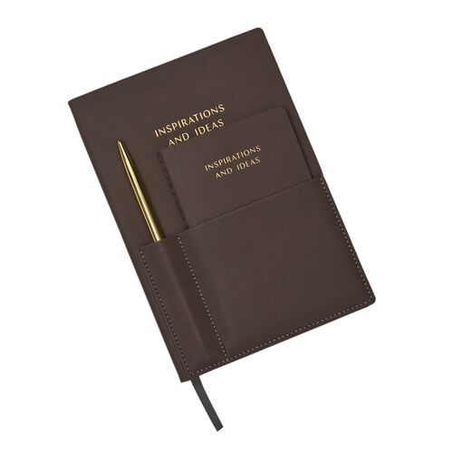 " Note book set - brown Notebook size: 10.5*14.8cm/14*21cm Notebook material: PU+ paper Notebook weight: 305G Pen material: Metal Pen weight:9.5G Box size: 21*22.5*4cm Weight: 400G Box color: Black " image number 0