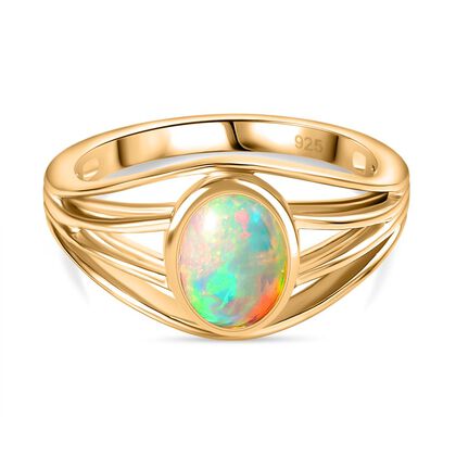 Nat&uuml;rlicher, &auml;thiopischer Welo Opal Ring, 925 Silber Gelbgold Vermeil (Gr&ouml;&szlig;e 21.00) ca. 0.77 ct
