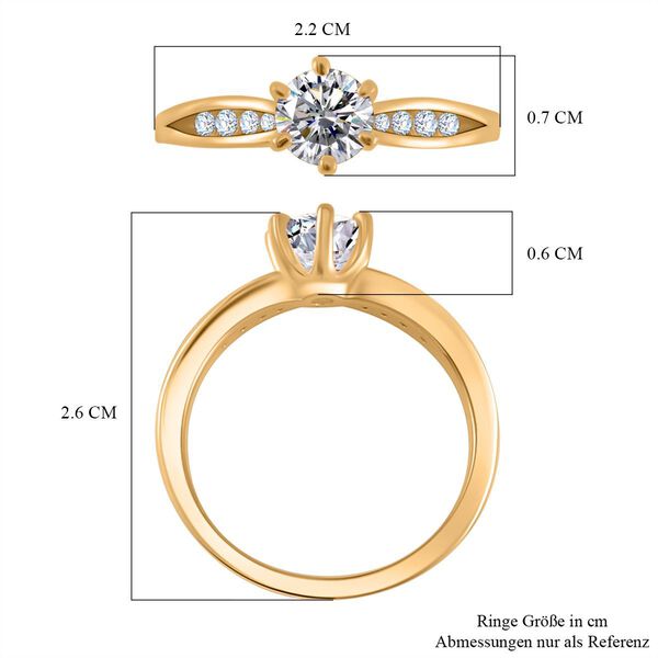 Moissanit Ring, 925 Silber Gelbgold Vermeil - 0,95 ct. image number 6