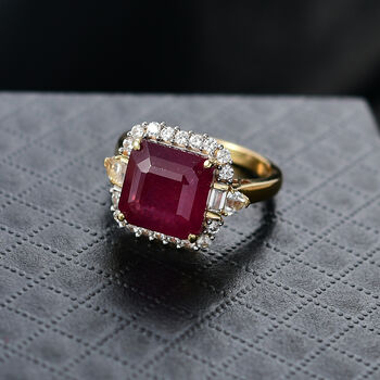 D'Joy afrikanischer Rubin, wei&szlig;er Topas und Zirkon Ring - 8,59 ct.