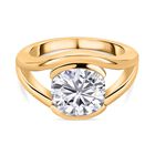 Moissanit Ring, 925 Silber vergoldet (Größe 19.00) ca. 3.42 ct