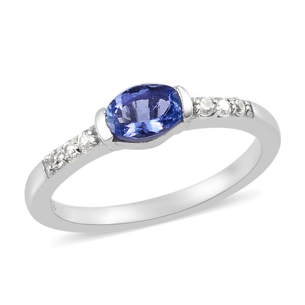 Tansanit und Zirkon Ring 925 Silber platiniert  ca. 0,56 ct image number 4