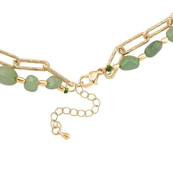 Gr&uuml;ner Aventurin Halskette, ca. 45 cm + 5 cm Extender, vergoldet ca. 130.00 ct