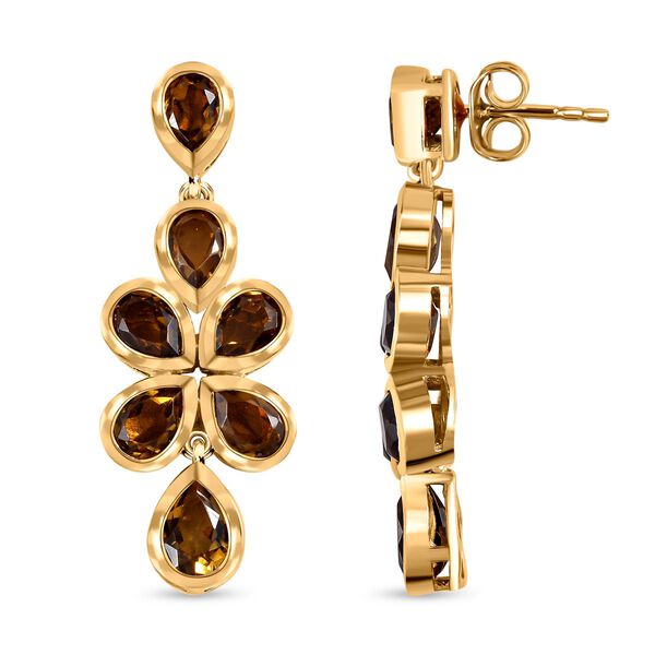 Champagner Quarz Ohrringe, 925 Silber vergoldet ca. 7,88 ct image number 4