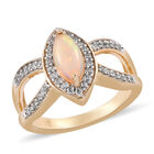 Natürlicher Äthiopischer Opal und Zirkon Ring 925 Silber vergoldet  ca. 0,94 ct image number 3