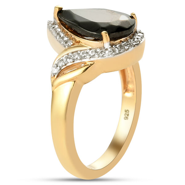 Elite Shungit und Zirkon Ring 925 Silber vergoldet  ca. 2,25 ct image number 5