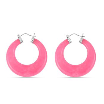 Gef&auml;rbte Rosa Jade Ohrringe 925 Silber rhodiniert ca. 78.50 ct