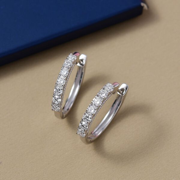 LUXURIANT SGL zertifizierte SI-GH Labor Diamant Ohrringe, 925 Silber rhodiniert - 0,99 ct. image number 2