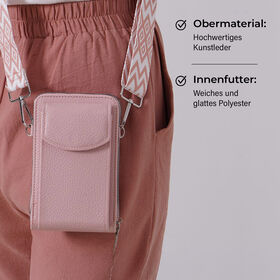 Crossbody Tasche mit RFID-Schutz, 11x6x17,5cm, Rosa