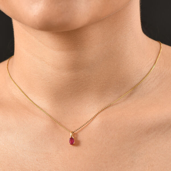 Afrikanischer Rubin (Fissure gef&uuml;llt) Anh&auml;nger 925 Silber vergoldet ca. 0.69 ct image number 3