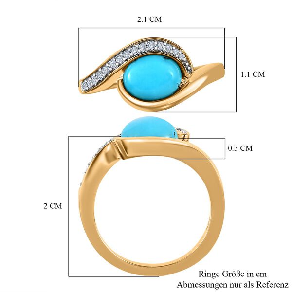 AA amerikanischer Sleeping Beauty Türkis und Zirkon Bypass Ring - 1,21 ct. image number 7