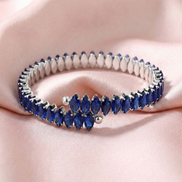 Blau Kristall Armreif ca. Flexibles cm Nickelfreies Messing 10.00 ct image number 1